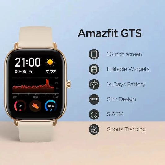 Amazfit GTS Smart Watch For Men Women 5 ATM Waterproof Sports Tracking Editable Widgets Music Control Refurbishment Machine