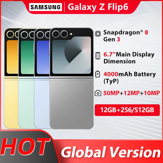 Samsung Galaxy Z Flip6 Snapdragon 8 Gen 3 Flip 6 Foldable Dynamic LTPO Screen Smartphone AI Original