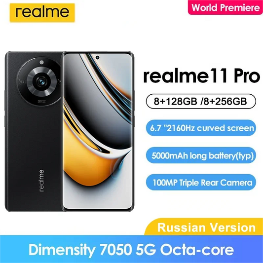 Realme 11 Pro 5G Cell Phone 100MP OIS ProLight Camera Dimensity 7050 6.7 AMOLED 5000mAh 67WSUPERVOOC Charge NFC Smart Phone