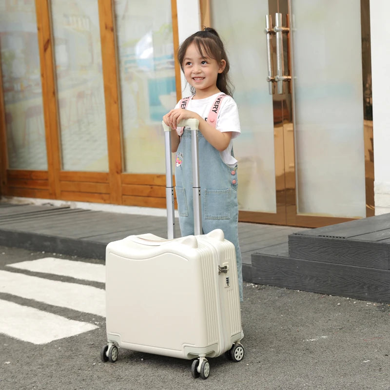 Kids Luggage lovely Travel Suitcase on spinner wheels Sit and ride Children Travel Password Box Carry on Trolley Luggage Bag