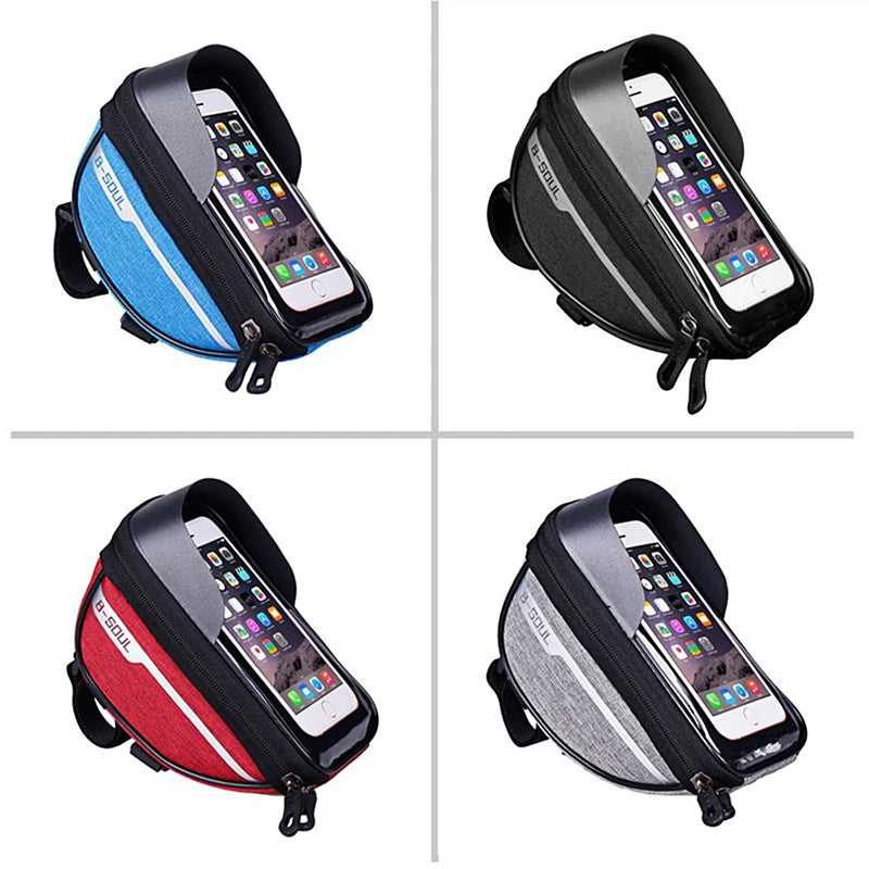 B-SOUL 6.5 Inches Bicycle Bag Waterproof MTB Tube Handlebar Bag Case Bicycle Mobile Phone Front Bag Cycling Bike Accessories