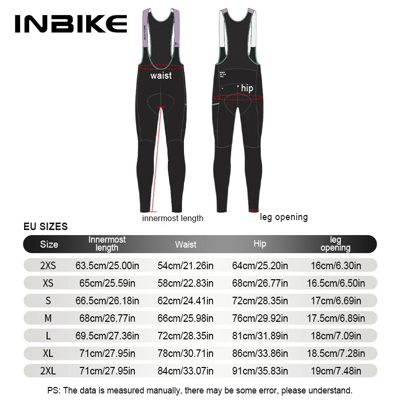 INBIKE Winter Professional Cycling Bib Pants for Women Windproof Fleece Biking Clothing Pants Gel Padded Road Bicycle MTB Pants