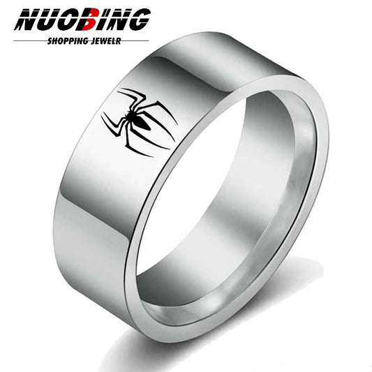 6MM Wide Stainless Steel Spider Ring For Men Women Finger Rings 2023 Hip Hop Punk Jewelry Birthday Gift for Halloween Friend