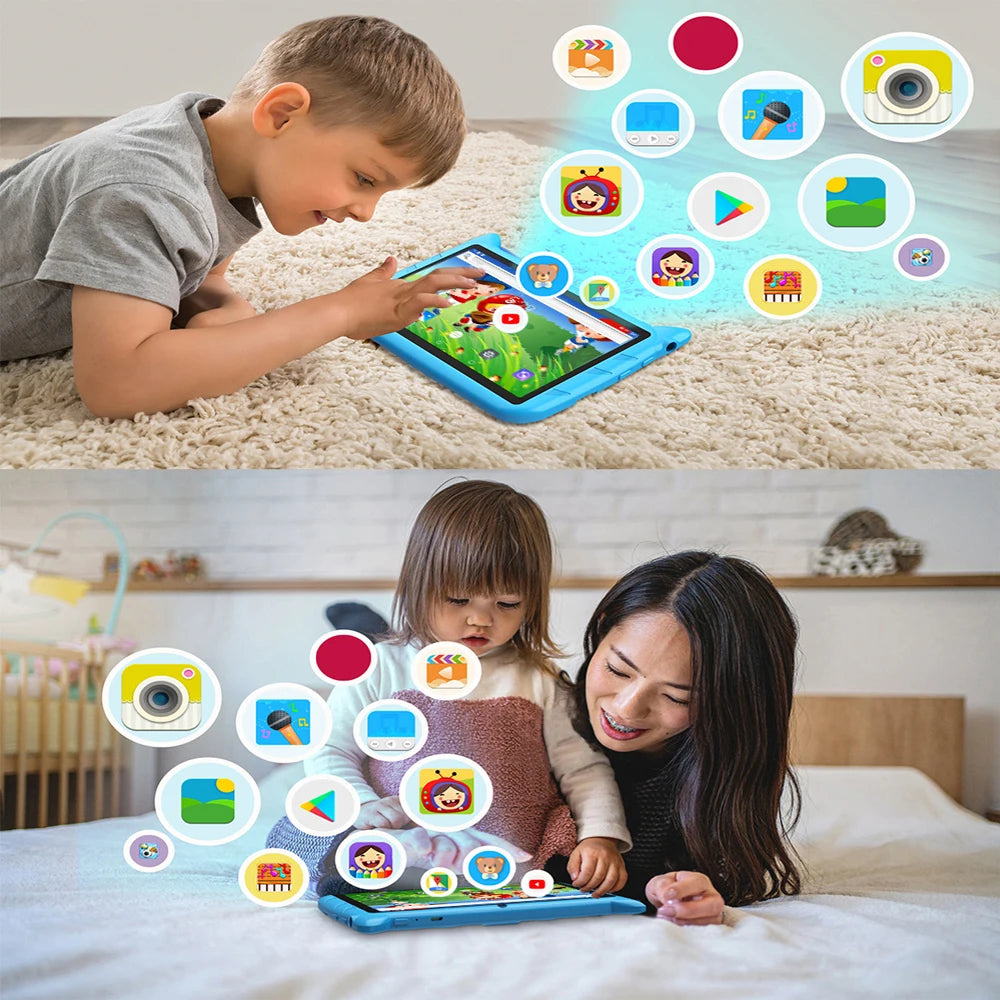 7 Inch Kids Tablets Children's Gifts Learning Education Android Tablet PC Quad Core 4GB RAM 64GB ROM 5G WiFi Bluetooth Cameras