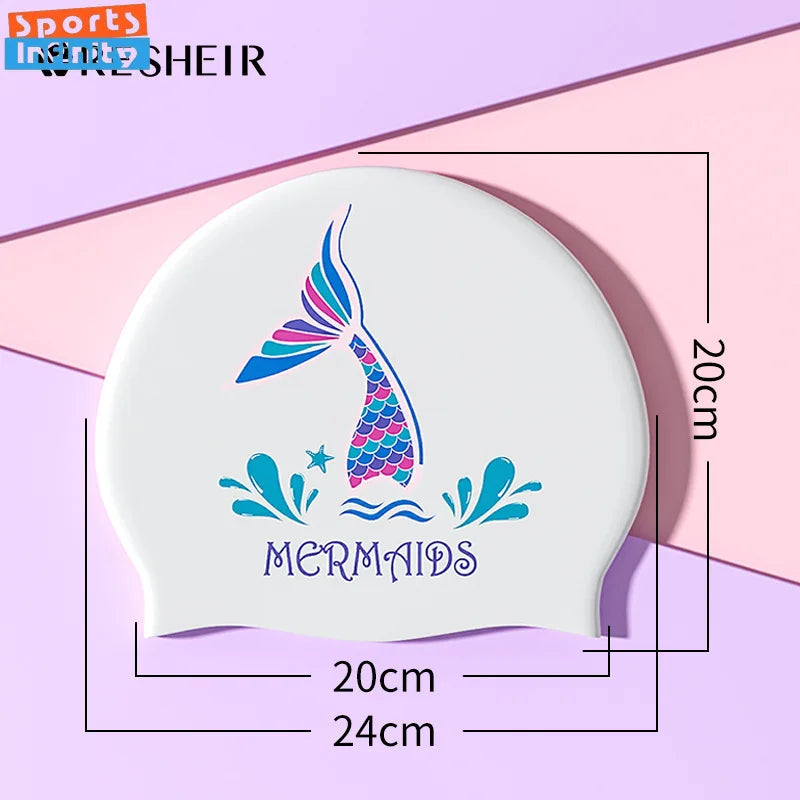 Printed Silicone Swimming Caps for Women Waterproof Women Long Hair Enlarged Swim Caps Swimming Hat Swimming Pool Accessories