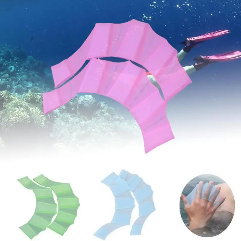 1Pair Unisex Frog Type Silicone Girdles Swimming Hand Fins Finger Webbed Gloves Paddle Water Sports frog claw Swimming Equipment