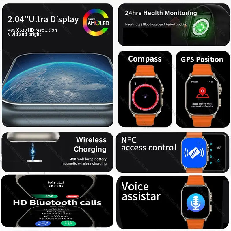 New Official Original Smart Hello Watch 3 Plus Ultra HD AMOLED 4G ROM NFC Compass Bluetooth Call 49mm Smartwatch 2024 Men Women