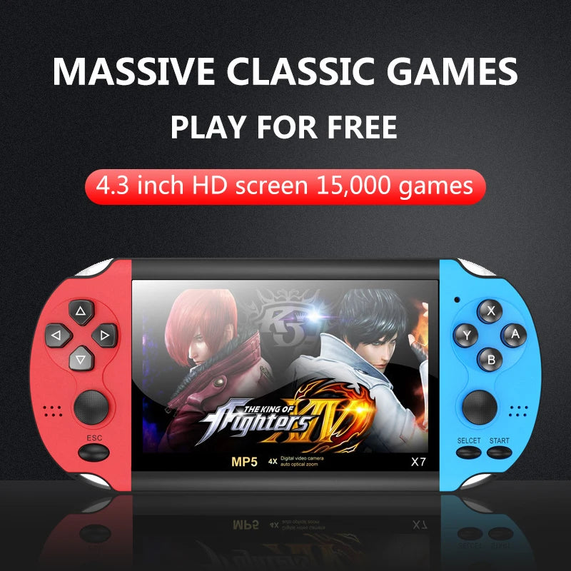 X7/X12 Plus Handheld Game Console In 10,000 Classic Free Games 4.3/5.1/7.1 Inch HD Screen Handheld Portable Audio Video Player