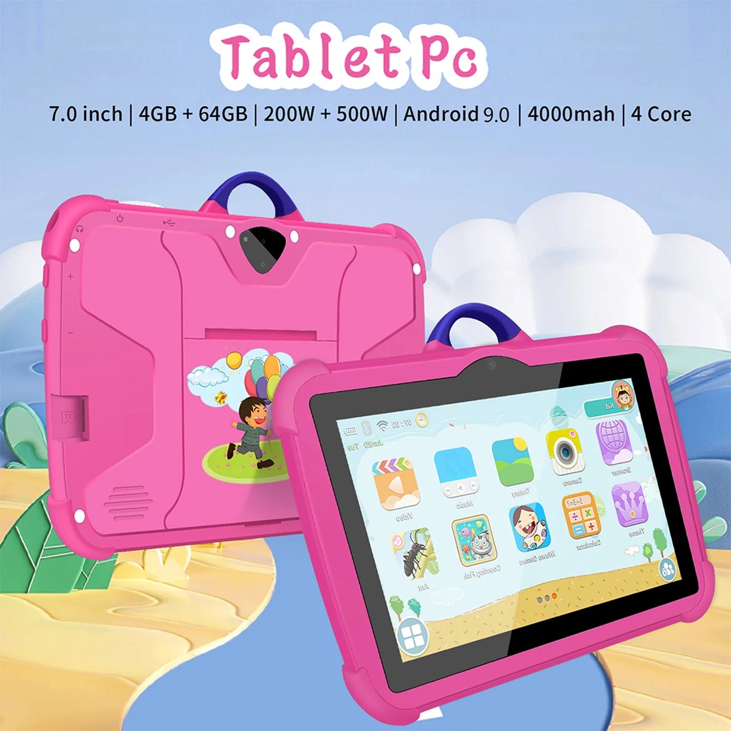 New 7 Inch WiFi Tablet PC Google Learning Education Kids' tablet Quad Core 4GB RAM 64GB ROM Wi-Fi Android Tablets 4000mAh