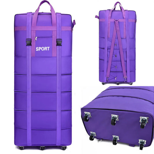 Airline Checked Bag Oxford Large Capacity Travel Universal Wheel Foldable Luggage Moving Storage  Rolling Packing Cubes