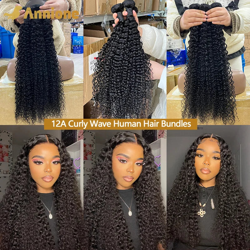 Curly Wave Bundles 26 inch Bundles Brazilian Hair Bundles Natural Black Color 1B 100% Human Hair Bundles Remy Hair Extensions