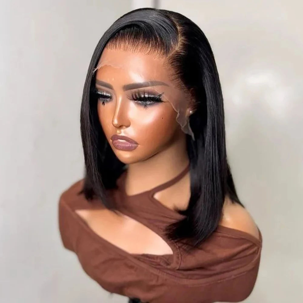 13x4 Lace Front Human Hair Wig Transparent Lace Frontal Wigs For Black Women Short Bob Wig Glueless Remy Straight Natural Wig