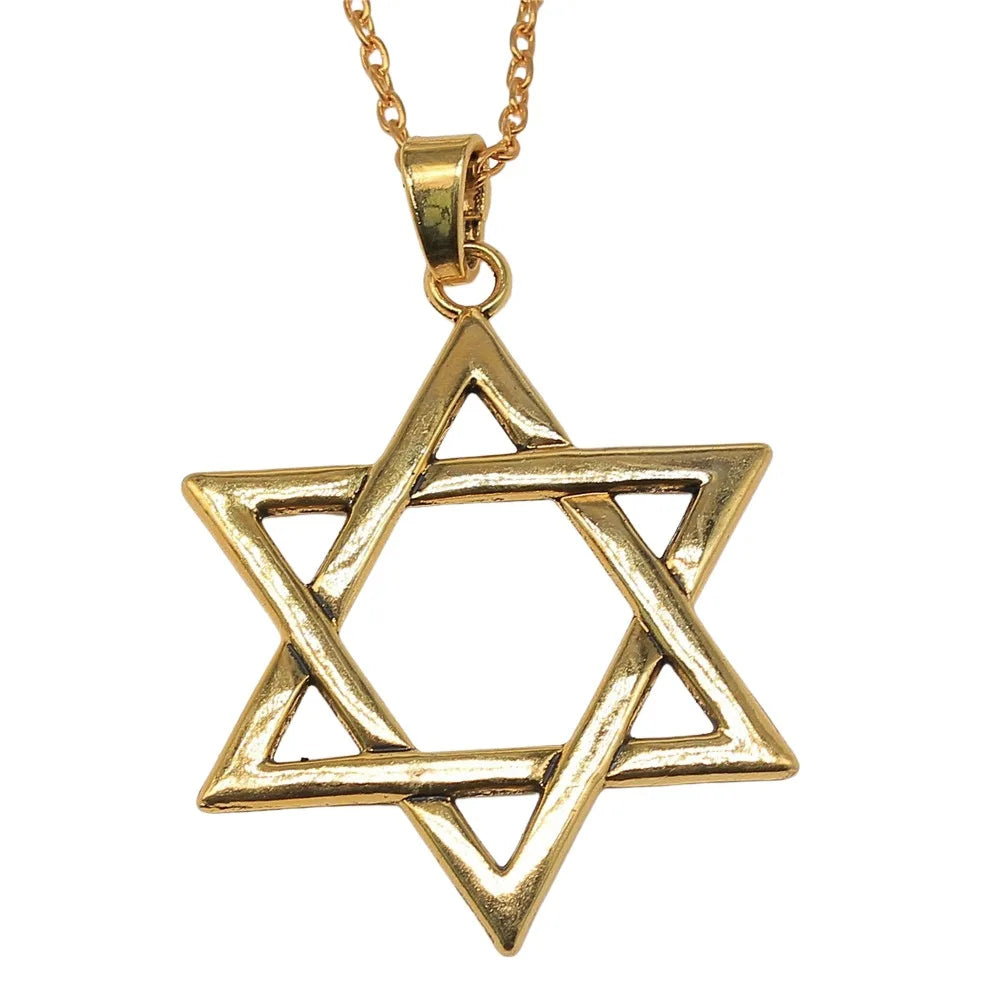 Fashion 3 Colors 75x59mm Large Star Of David Pendant Necklace For Women Men Punk Hiphop Long Chain Necklace Jewelry Accessories