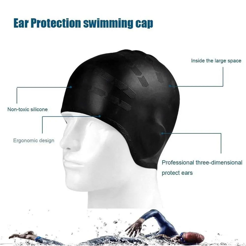 Swimming Caps Men Women Long Hair  Ear Protect Large Natacion Badmuts Silicone Diving Hat Waterproof Swim Pool Cap