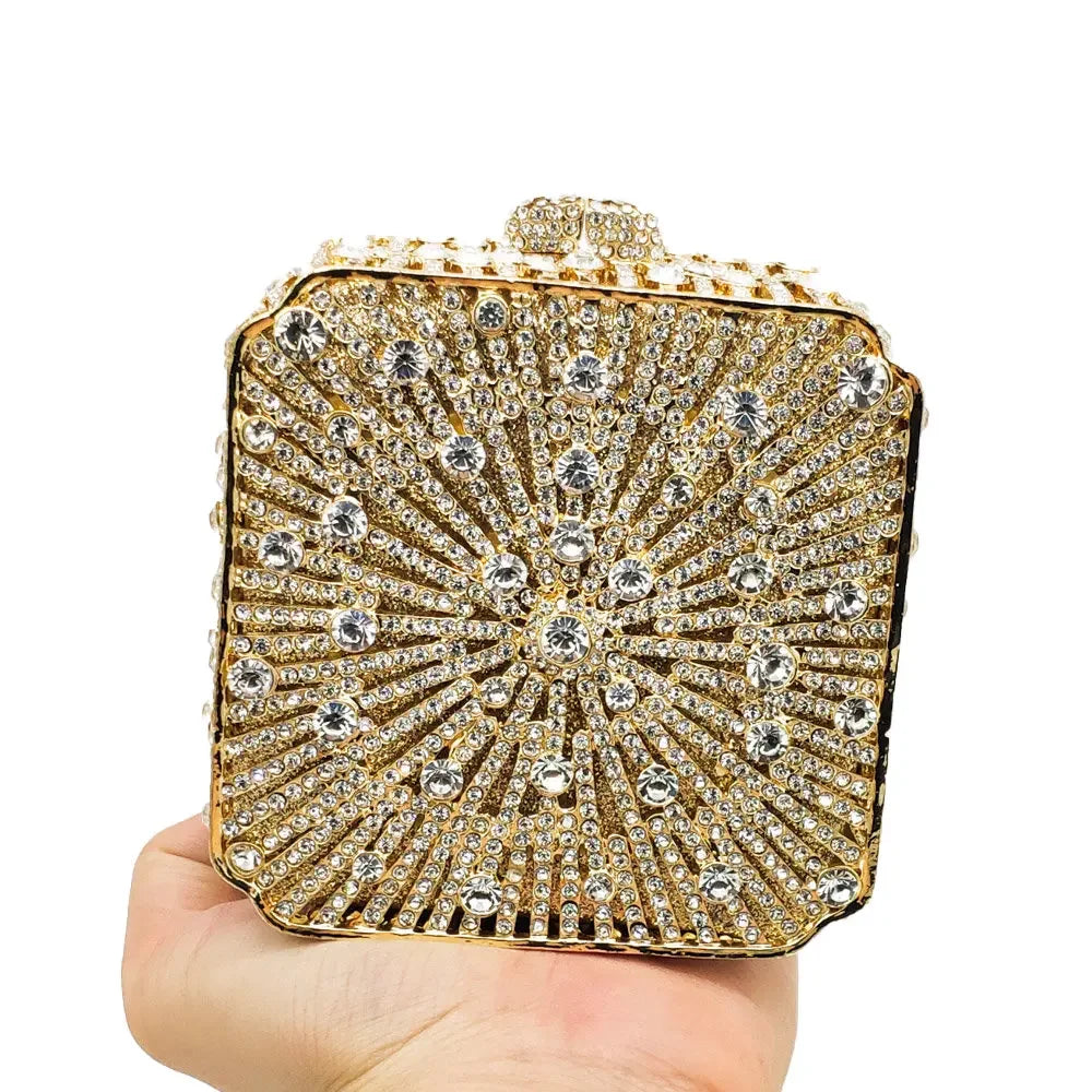 Boutique De FGG (in stock) Crystal Women Evening Clutch Bag Wedding Bridal Minaudiere Box Rhinestone Handbags and Purses