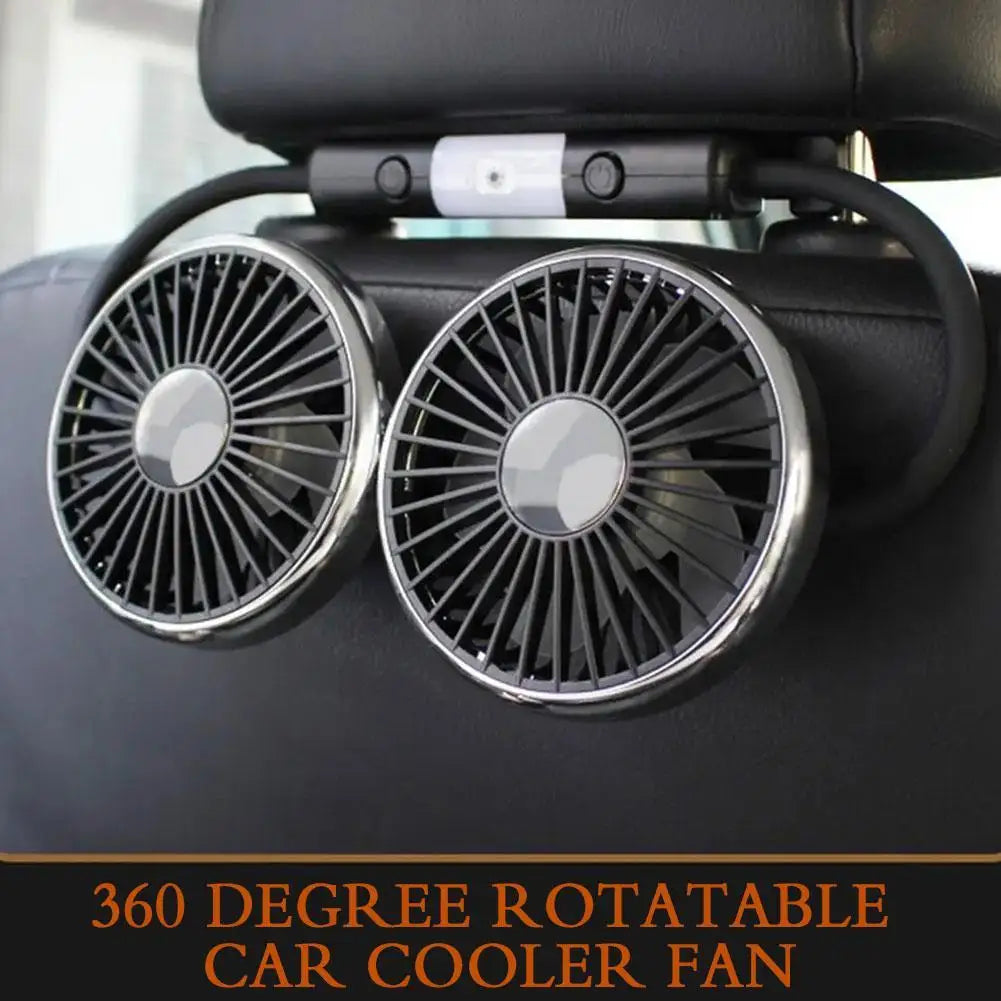 360 Degree Rotatable Car Cooler Fan Dual Head Car Rear Seat Auto Cooling Fan Low Noise Cooling Fans Car Electrical Appliances