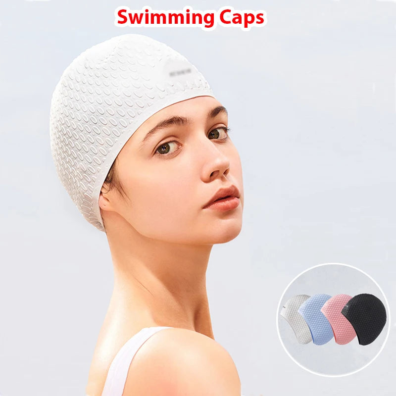 Silicone Swimming Cap Fashion Swimming Pool Cap Waterproof Ear Protection Professional Water Sports Swim Hat