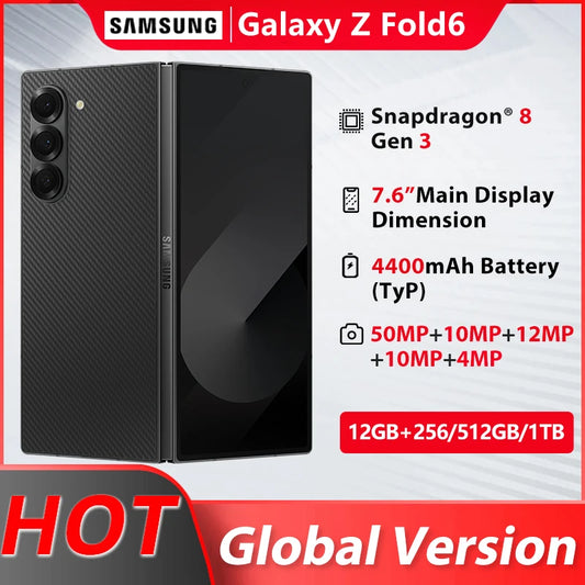 Global Version Samsung Galaxy Z Fold6 Octa-Core 50MP Dual-SIM 4400mAh 2160 x 1856 Dynamic AMOLED 2X Smartphone fold