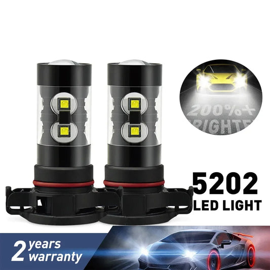 2X  H16 5202 PSX24W Fog Light 6000K White High Power LED Driving Bulb DRL LED Car Headlight 50W High Low Beam