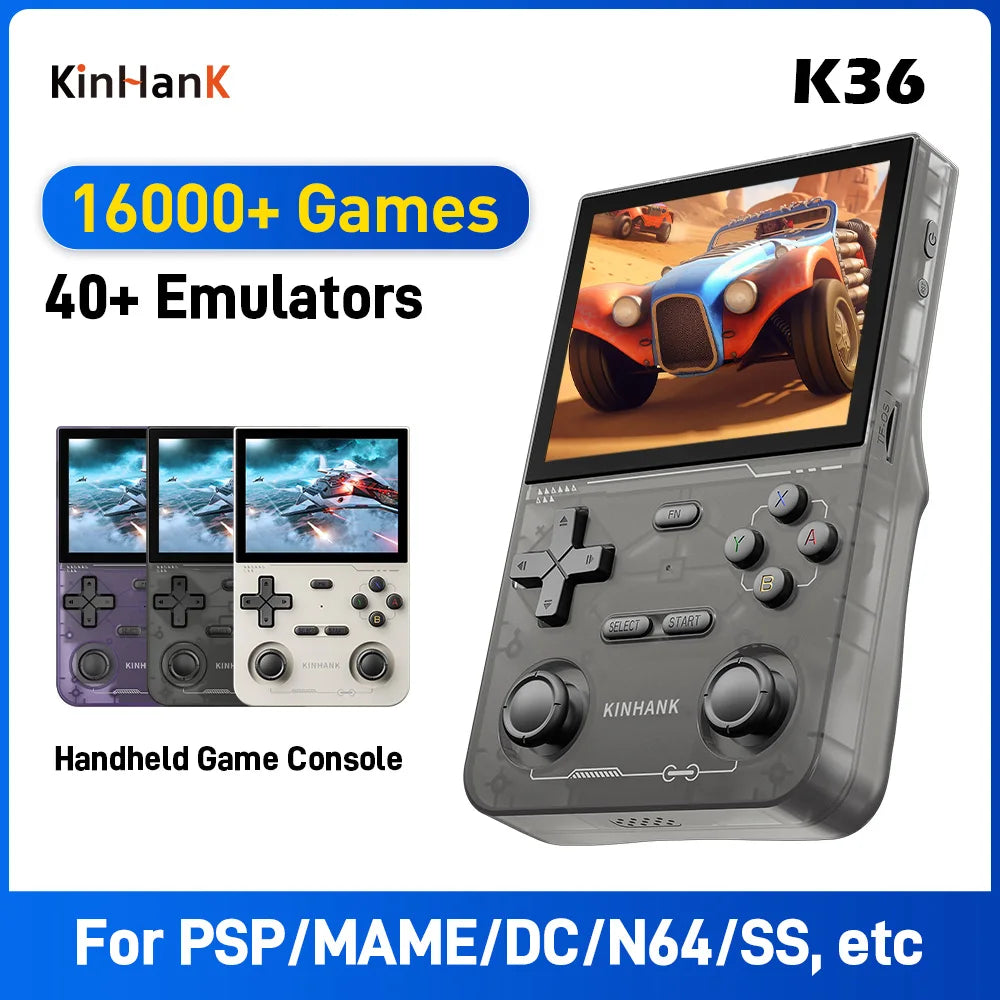 K36 Dual Joystick Portable Handheld Retro Game Console 3.5 Inch 40+ Emulators Built-in 16000+ Video Games For PSP/MAME/N64/SS/DC