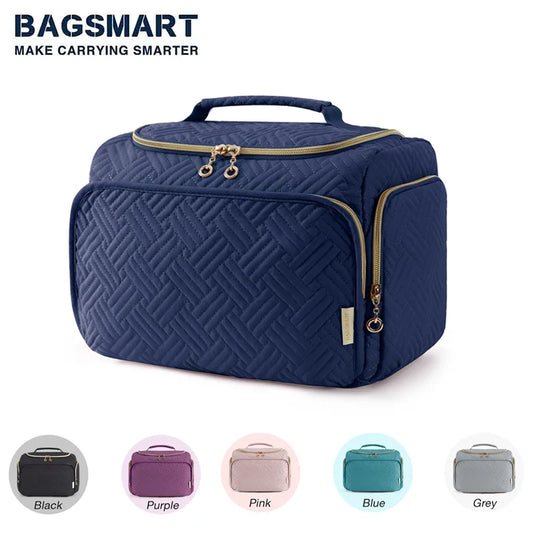 BAGSMART Cosmetic Bag for Make UP Cases Large Capacity Makeup Organizer With Handle Waterproof Travel Toiletry Storage