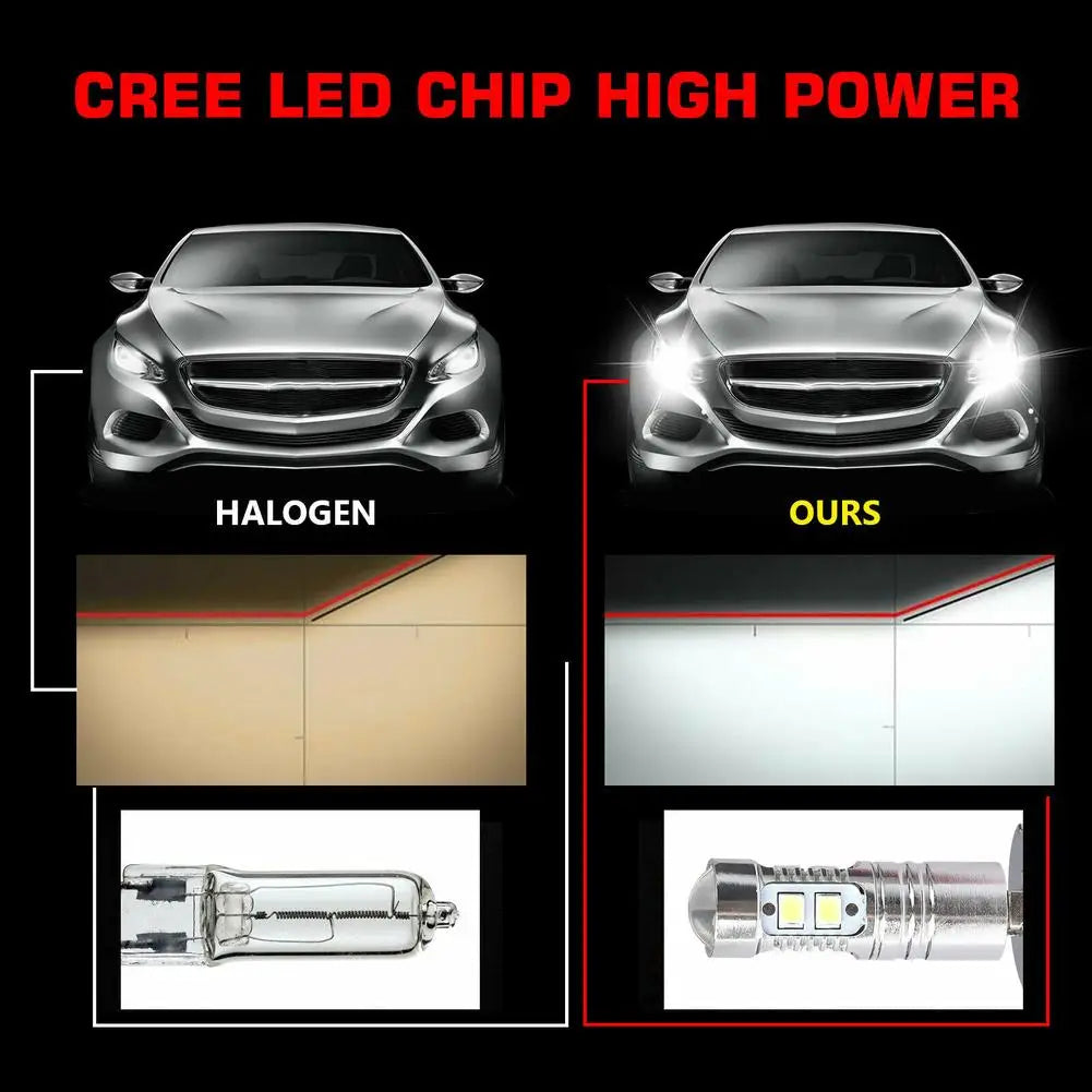 2 Pcs Car H3 Led Fog Light Bulb Conversion Kit Dc 12v-24v 100w 360 Degrees Super Bright Canbus 6000k White Car Accessories Drop