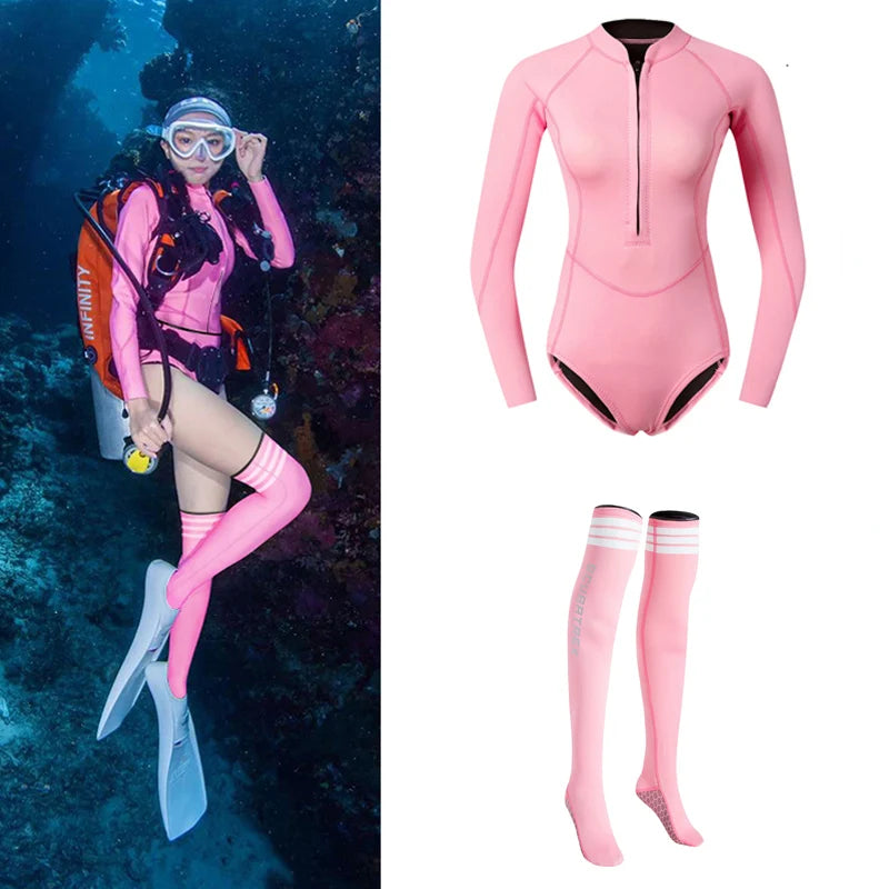 2MM 3MM Long Sleeve  Women Wetsuit Jacket and Long Socks  For  Kitesurf  , Free dive