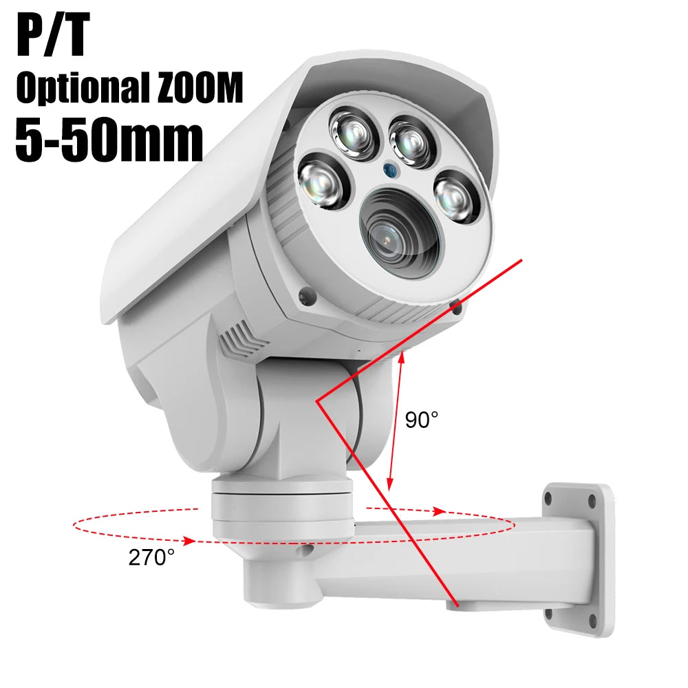 5.0MP/8MP POE 10X PTZ IP Camera H.265++ Outdoor Waterproof 5.0-55mm Optical Zoom Camera IR 80M P2P CCTV Security Metal camera