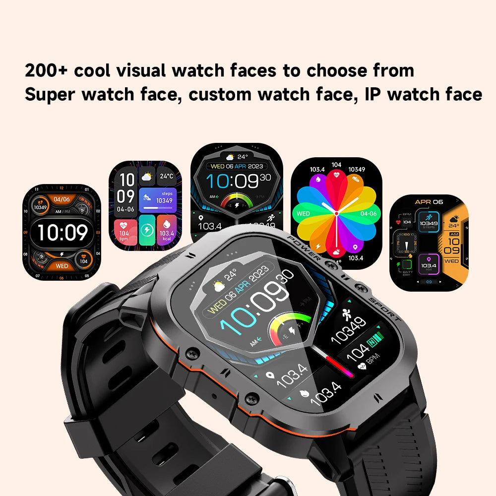 Oukitel BT20 2024 Rugged Smartwatch Sport Smart Watch For Men 350mAh BT 5.2 1.96 Inch  AMOLED Display Men's Smartwatch