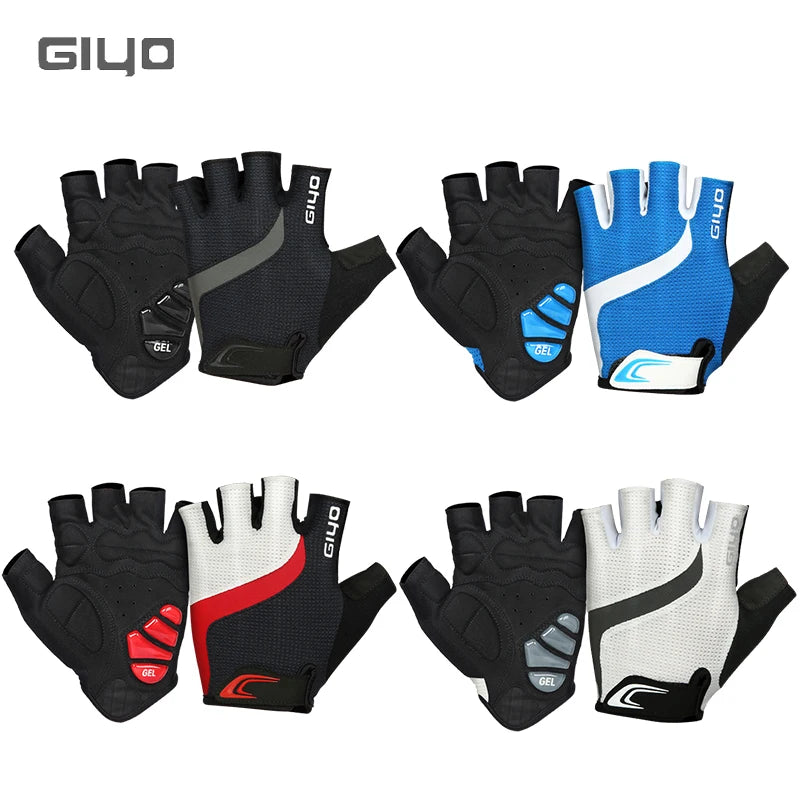 Giyo Breathable Lycra Fabric Unisex Cycling Gloves Road Bike Riding MTB DH Racing Outdoor Mittens Bicycle Half Finger Glove