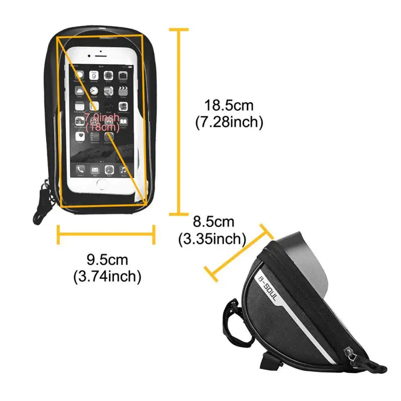 B-SOUL 6.5 Inches Bicycle Bag Waterproof MTB Tube Handlebar Bag Case Bicycle Mobile Phone Front Bag Cycling Bike Accessories