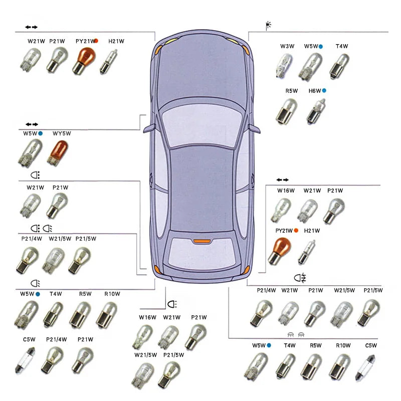 Car Signal Lamp OSRAM 12V P21/5W 7528Y 12499 P21W 7506Y PY21W 7507 R10W 5009 Brake light Stop turn tail halogen bulbs motorcycle