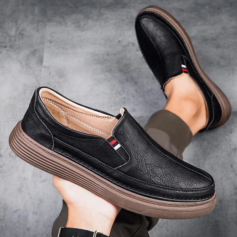 Luxury Brand Thick Bottom Loafers Men Casual Shoes Slip on Leather Dress Shoes New Business Official Men Spring Driving Shoes