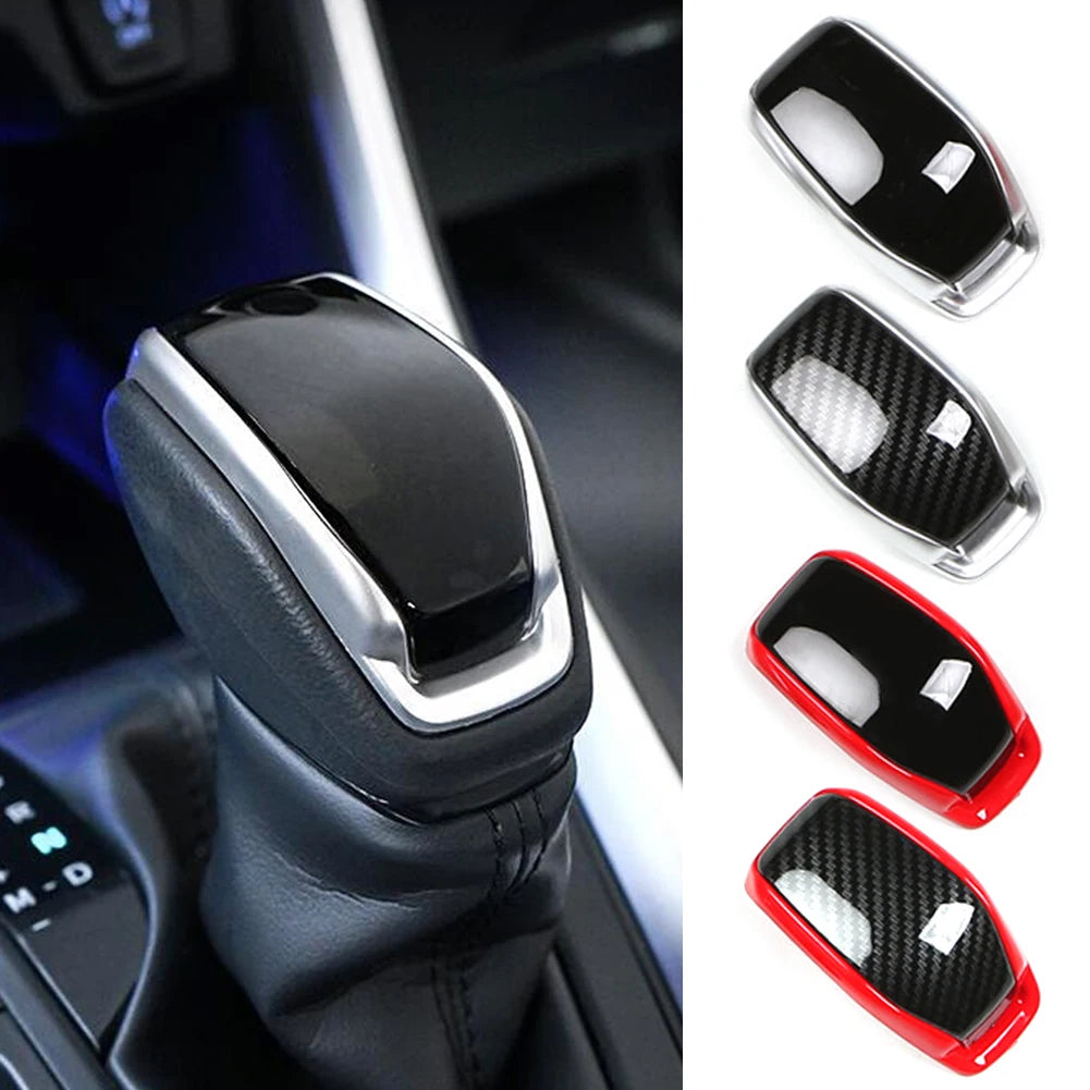 Car Interior Gear Shift Head Decorative Cover ABS Trim Car Accessories Carbon Fiber Decoration for Toyota RAV4 XA50 2019 2020