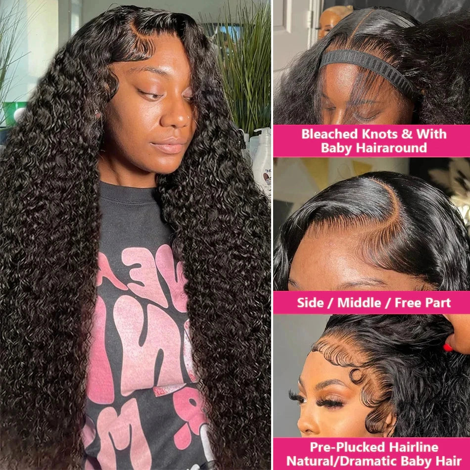 36 Inch Curly Lace Front Human Hair Wigs For Black Women Pre Plucked Brazilian Hair 13x4 Deep Wave Frontal Wig 13x6 Hd Lace Wig