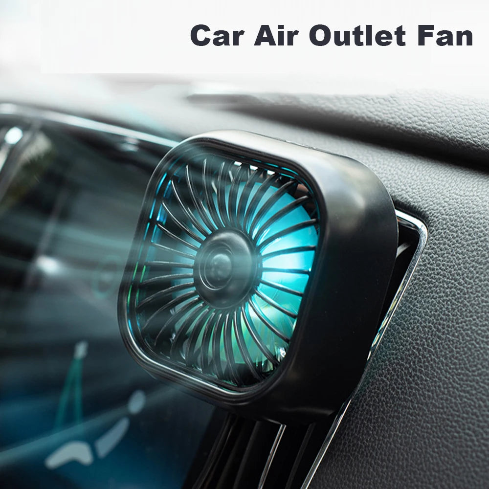 Car Mini Fan USB Charging Air Outlet Electric Fan LED Light Seven-blade Turbo Fan Car Electrical Appliances Supplies