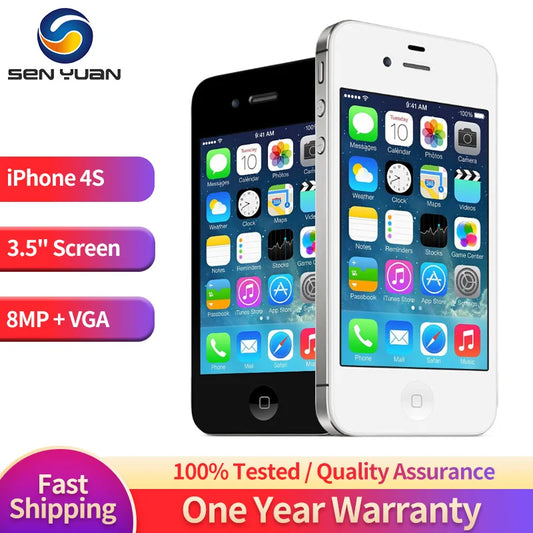 Original Apple IPhone 4S 3G Mobile Phone Unlocked Used-99%New 3.5'' Touch Screen A5 Dual Core 8MP WIFI GSM WCDMA GPS SmartPhone