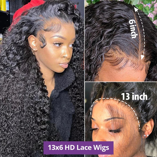 40 Inch 13x6 Hd Lace Frontal Wig Curly Human Hair Wigs For Black Women 13x4 Deep Wave Frontal Brazilian Wet And Wavy Lace Wig