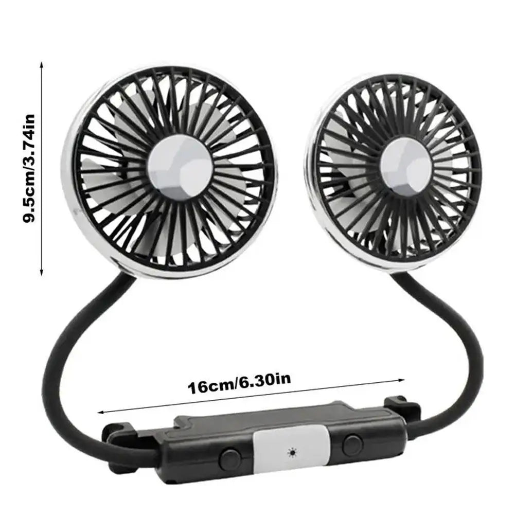 360 Degree Rotatable Car Cooler Fan Dual Head Car Rear Seat Auto Cooling Fan Low Noise Cooling Fans Car Electrical Appliances