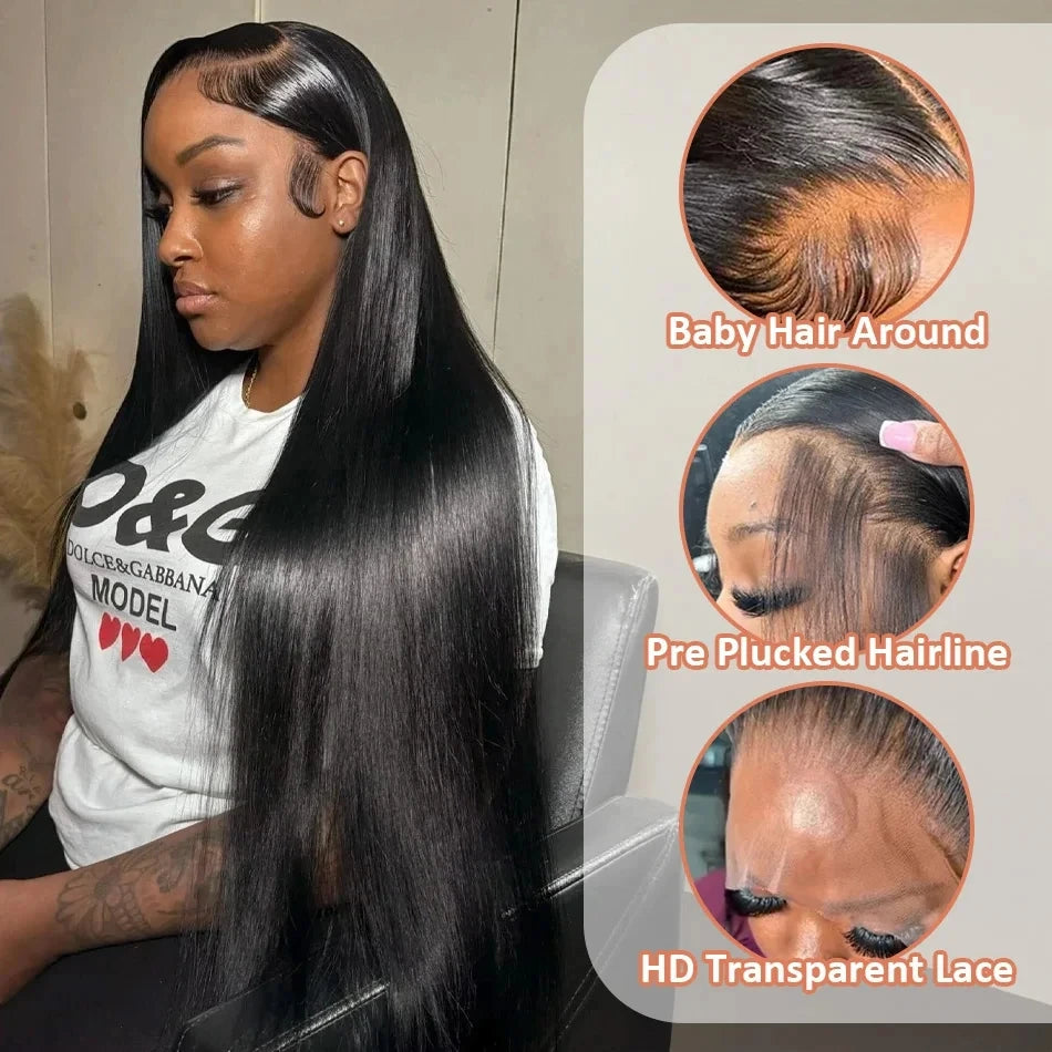 30 Inch 200 Density Bone Straight 13x4 Lace Front Human Hair Wigs For Black Women Brazilian 13x6 Transparent Lace Frontal Wig