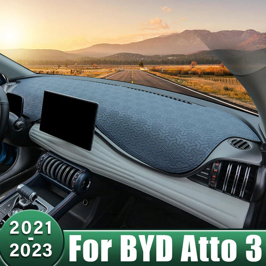 Leather Car Dashboard Cover Avoid Light Pad Anti-UV Case Protective Accessories For BYD Atto 3 Yuan Plus EV 2021 2022 2023 Atto3