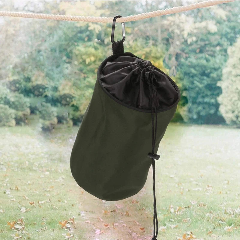 1Pc Black Oxford Storage Bucket Travel Outdoor Oxford Drawstring Bag Hanging Clothespin Bag Waterproof Peg Bag Laundry Bags