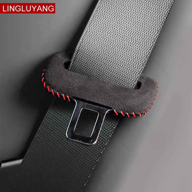 Universal Car Seat Belt Buckle Clip Protector leather Interior Button Case Anti-Scratch Cover Safety Accessories