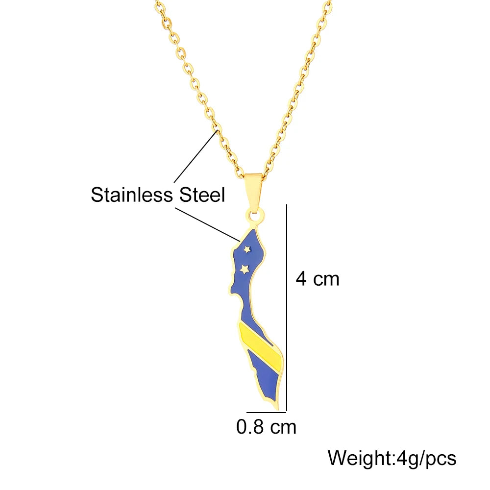 Curacao Map Flag Pendant Necklace Stainless Steel For Women Girls Gold Silver Color Charm Fashion Femal Choker Jewelry Gift