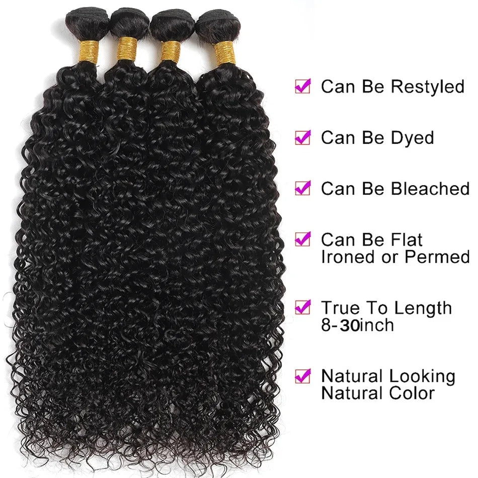 Mongolian Afro Kinky Curly Bundles 1/3/4PCS Human Hair Extensions 100% Unprocessed Virgin Human Hair Weave Bundles Jerry Curl