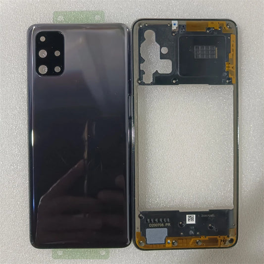 For Samsung Galaxy M31S 5G M317F Phone Housing Middle Frame+Battery Back Cover Case Panel Lid Rear Door+Camera Lens Repair Parts