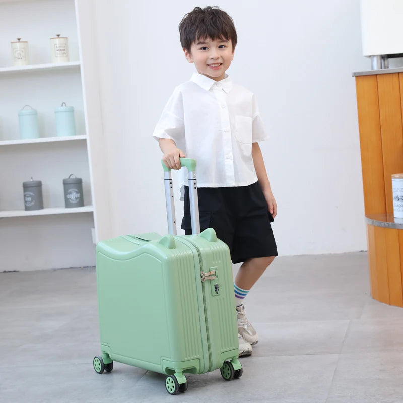 Kids Luggage lovely Travel Suitcase on spinner wheels Sit and ride Children Travel Password Box Carry on Trolley Luggage Bag