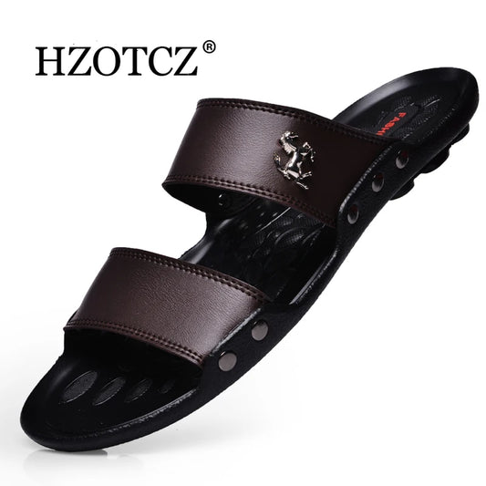 Casual Famous Brand  Men Sandals Shoes Slippers Summer Flip Flops Beach Shoes for men Leather Sandalias Zapatos hombre