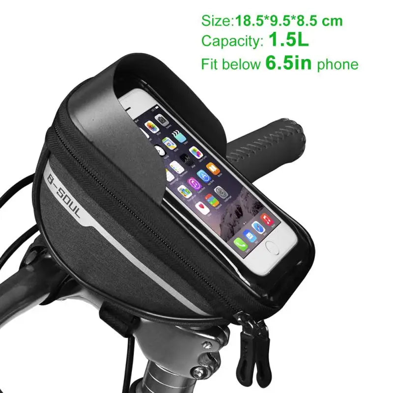 B-SOUL 6.5 Inches Bicycle Bag Waterproof MTB Tube Handlebar Bag Case Bicycle Mobile Phone Front Bag Cycling Bike Accessories