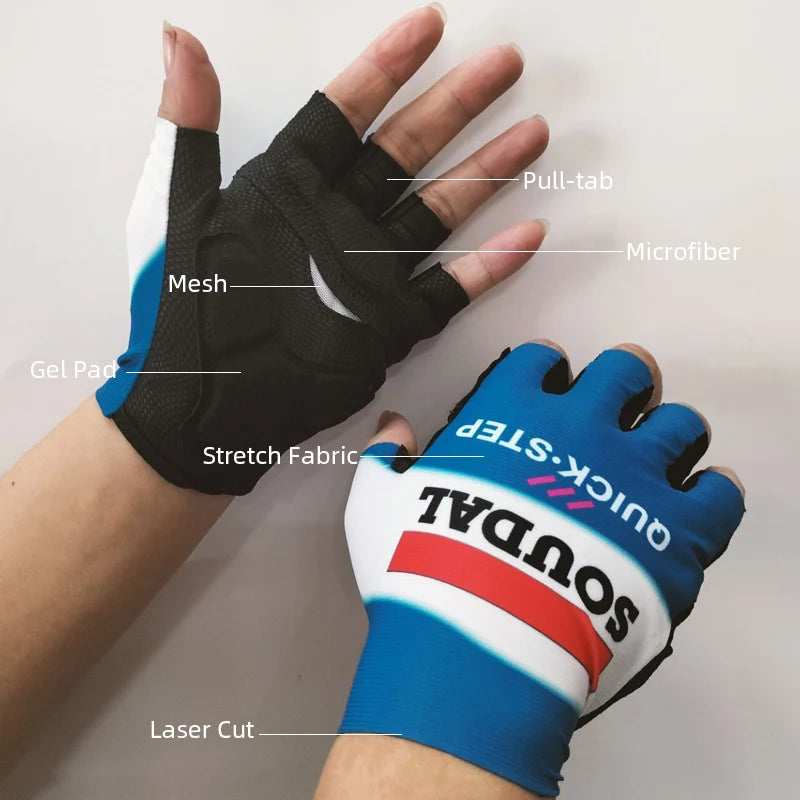 Pro Team Breathable Cycling Gloves, Anti Slip and Shock-absorbing Road Bike Gloves,Half Finger Bicycle Gloves for Men Women